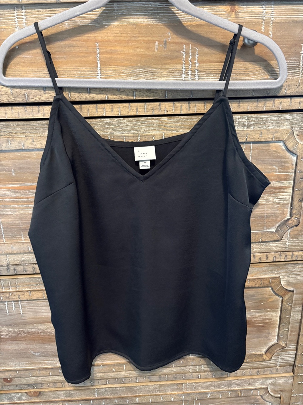 a new day Black V-Neck Satin-Look Cami